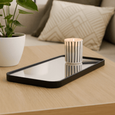 Bandeja Espelhada Retangular Preta 40cm